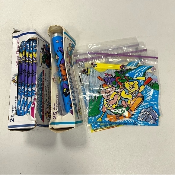 Vintage Sharks Bears Dinosaurs Plastic Sandwich Bags - Picture 6 of 7